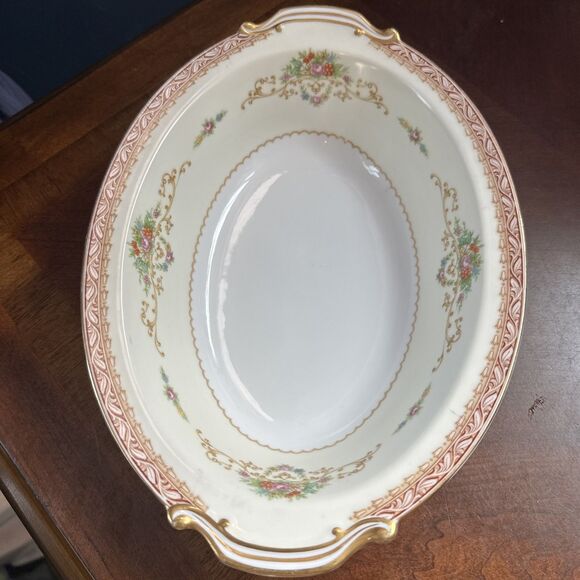 Noritake Antique Oval Vegetable Serving Bowl REDLACE Floral Gold Gilt 10.5" - Picture 1 of 12
